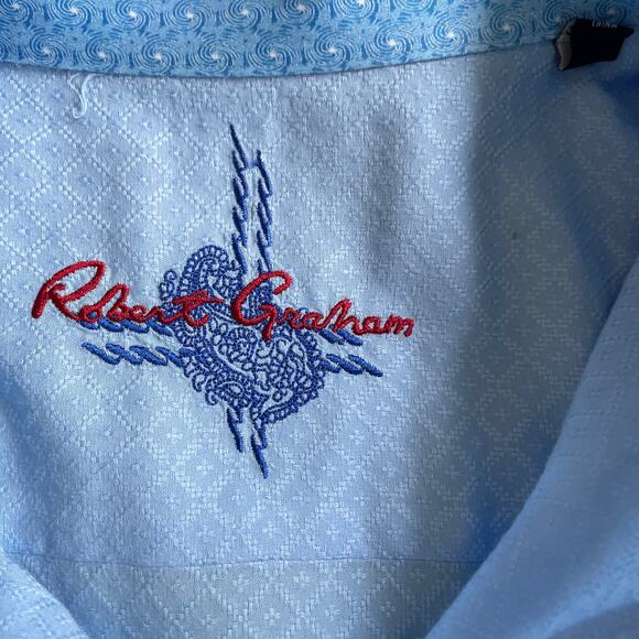 ROBERT GRAHAM Knowledge Wisdom Truth Button Down Shirt Blue Men's 2XL/2TG - Picture 11 of 16